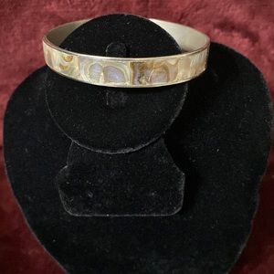 Silver Alpaca Mexico Bangle with Abalone